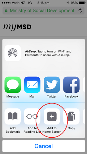 MyMSD bookmarking screenshot