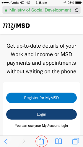 MyMSD bookmarking screenshot