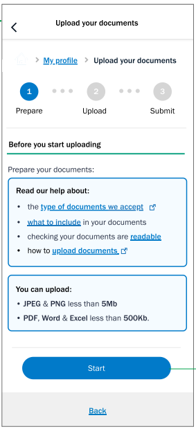 Screenshot before you start information