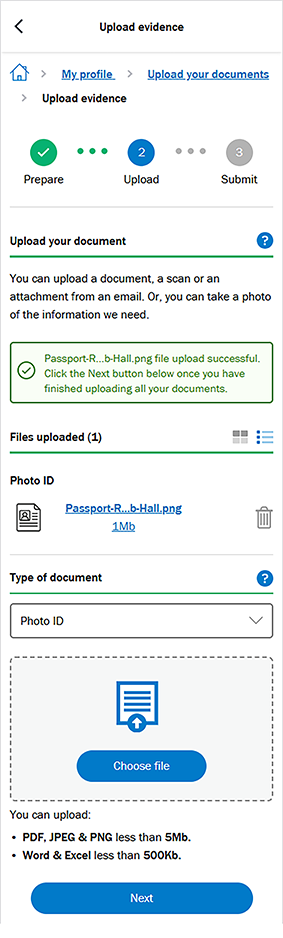 Screenshot successful upload