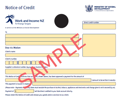 a sample image of a notice of credit letter
