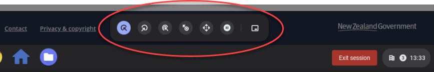 Screenshot of the bottom of the screen with the controls circled.