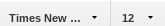 Screenshot of the font and size buttons on the formatting toolbar.