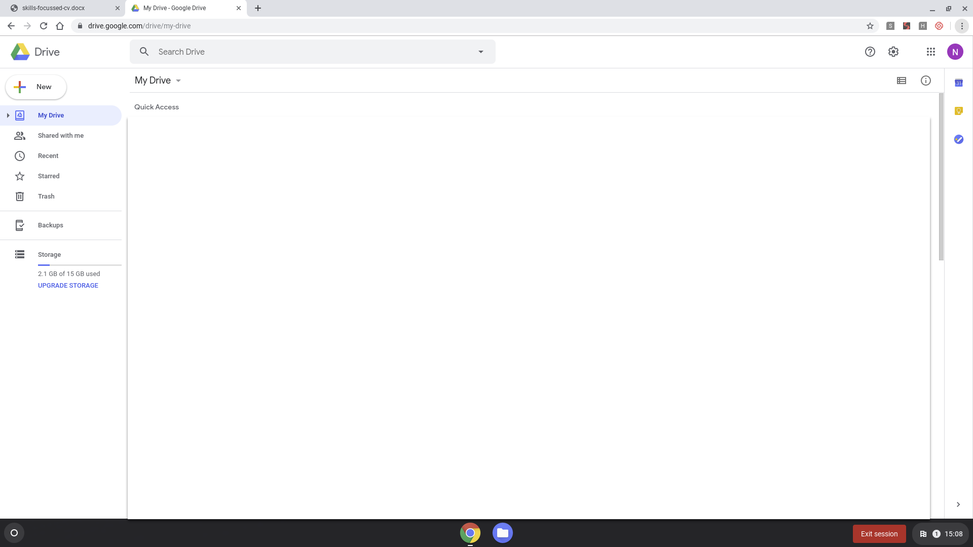 Screenshot of Google Drive.