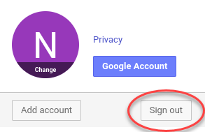 Screenshot of the popup window with the 'Sign out' button circled.