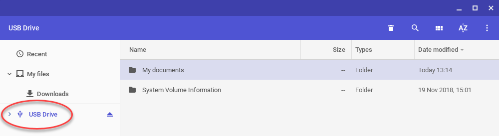 Screenshot of the File Explorer window with the USB name circled.